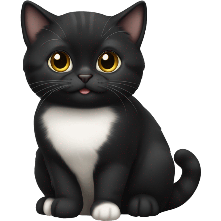 Black munchkin cat sitting emoji