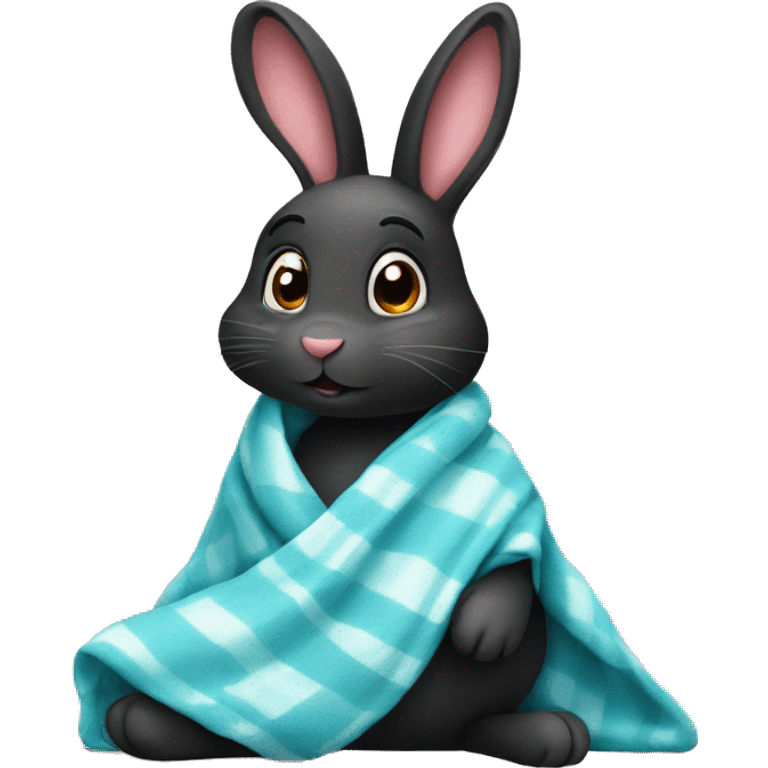 Black bunny with blanket emoji