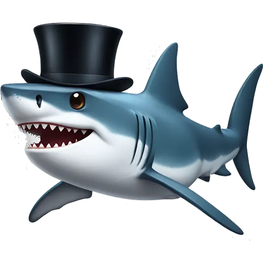 Shark with a top hat emoji