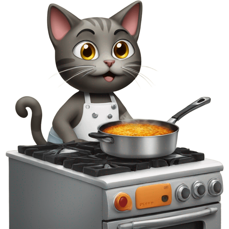 Cat cooking on gas range emoji