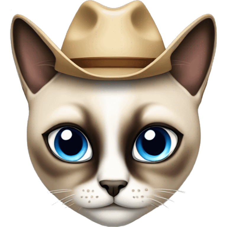 Fat Siamese cat blue eyes cowgirl hat emoji