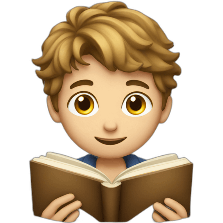 European boy read a book emoji