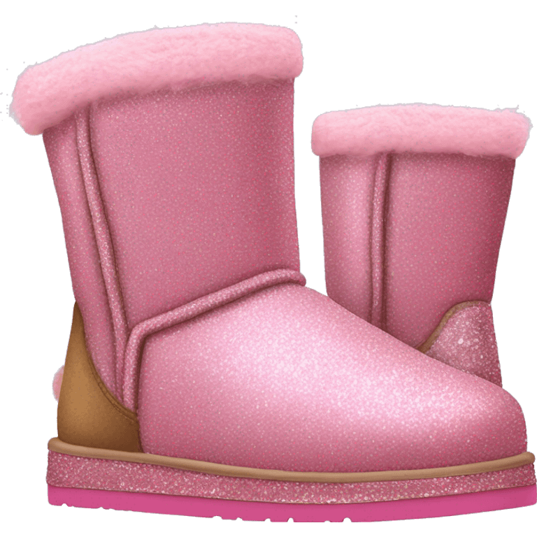 Realistic pink glitter and fur Ugg boots. emoji