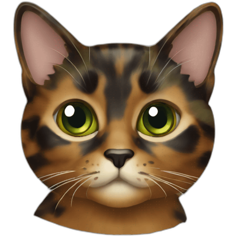 tortoiseshell cat with olive green eyes emoji