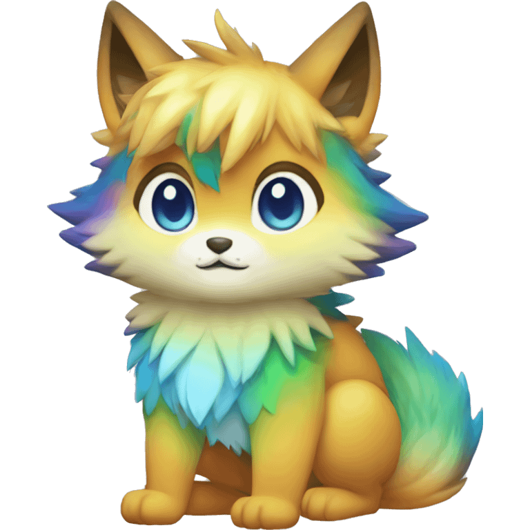 shiny, colorful, gradient, Kemono-style, Chibi, Anthro-Fur-Sona-Fakémon, Full Body emoji