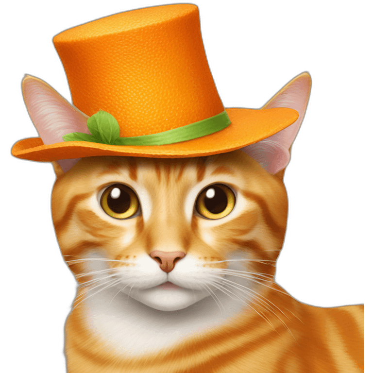 orangè cat with crazy hat emoji