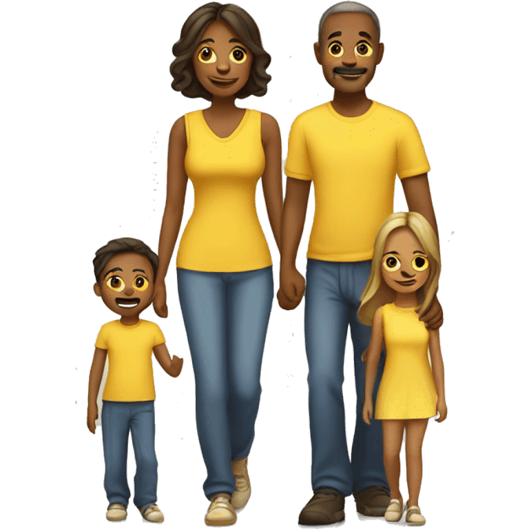 Yellow family of Mom and dad with son and daughter  emoji