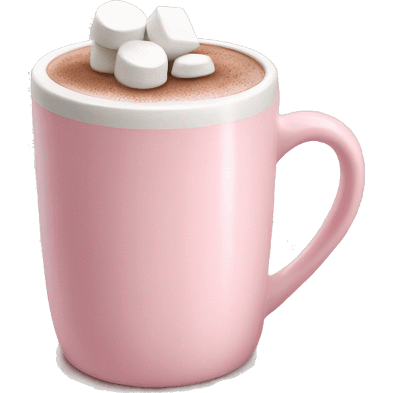 Light Pink mug of hot chocolate with marshmallows  emoji