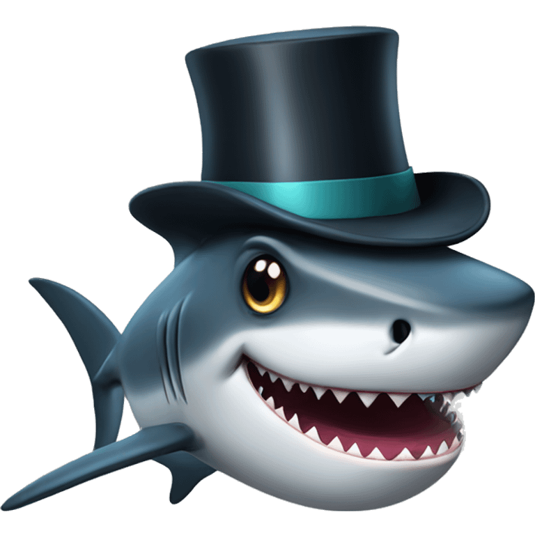 Shark with a top hat emoji