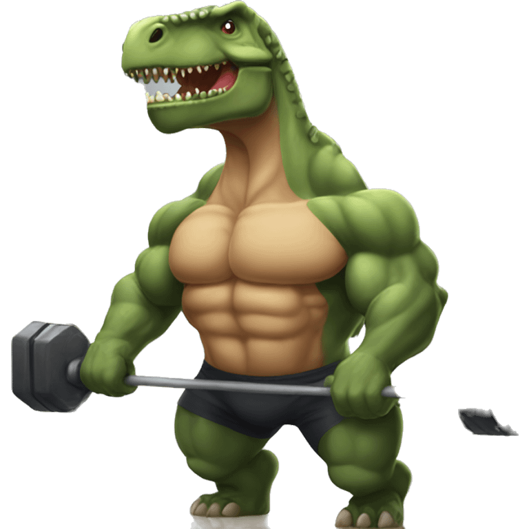 strong dino at gym emoji