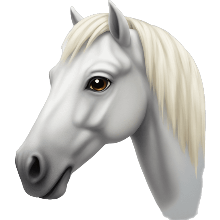 A white old horse that is a little dirty  emoji