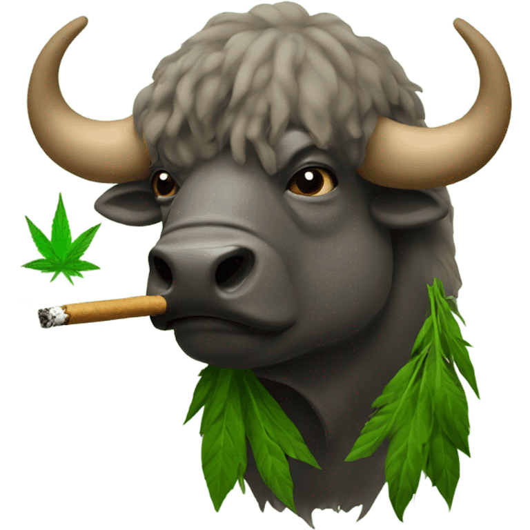 A buffalo smoking weed emoji