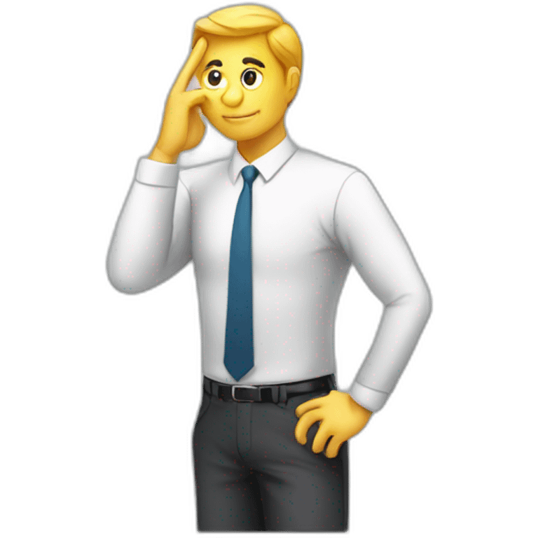 businessman is thinking with his finger on head emoji