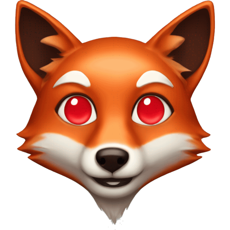 dark red fox face with tiny red heart instead of eyes emoji