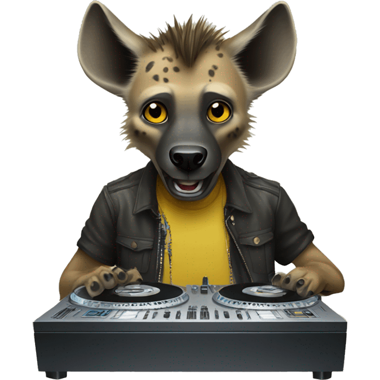 hyena with dj table emoji