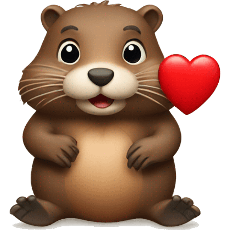 Beaver with red heart emoji emoji