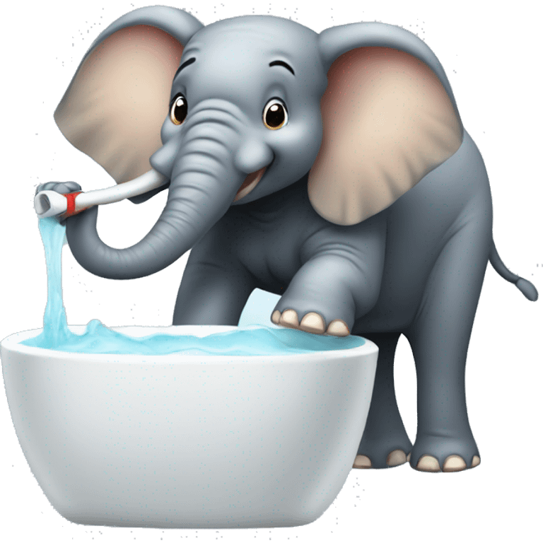 Elephant brushing its teeth emoji