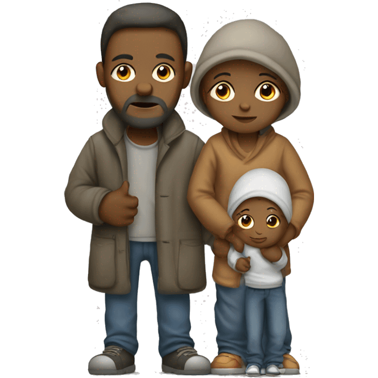 homeless poor family of 3 emoji