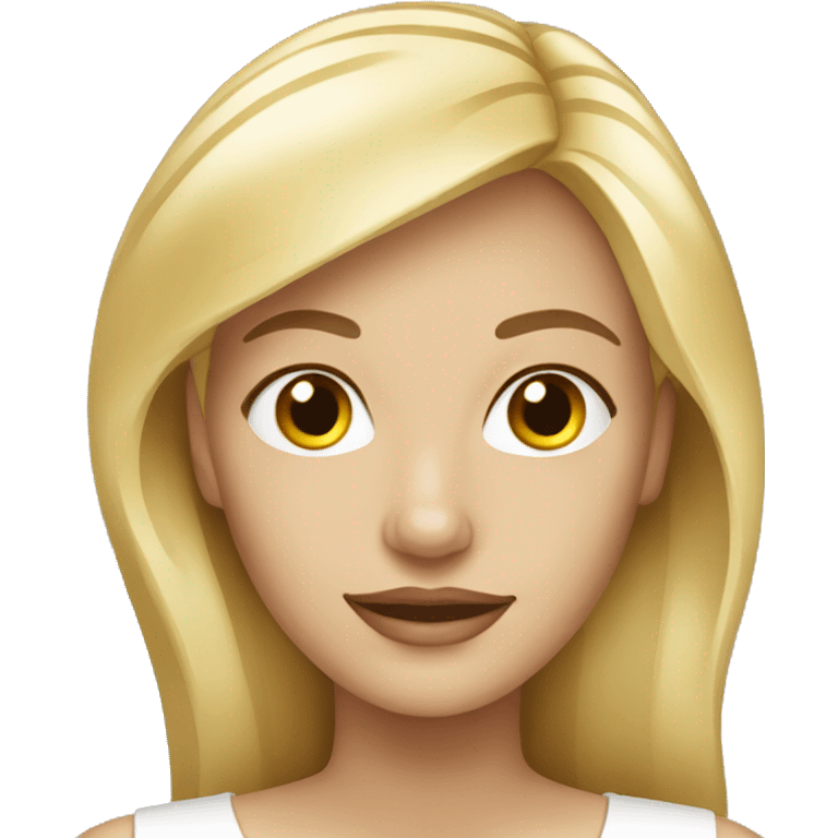 White blond woman wear golden small earrings emoji