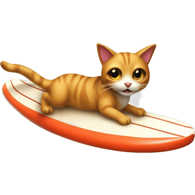 Gato em chamas surfando em uma prancha flamejante  emoji