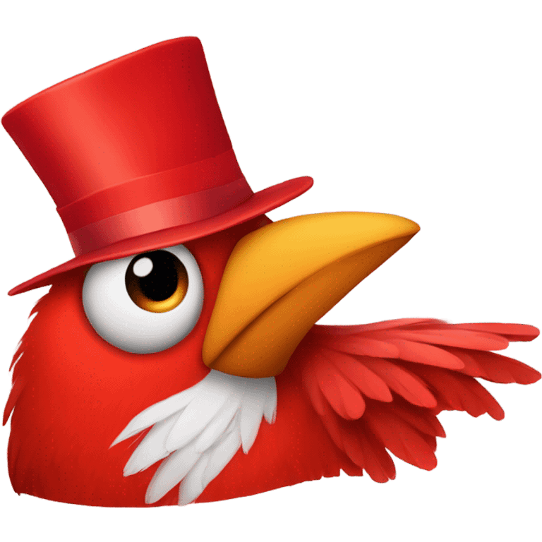 Red bird with a red birthday hat emoji