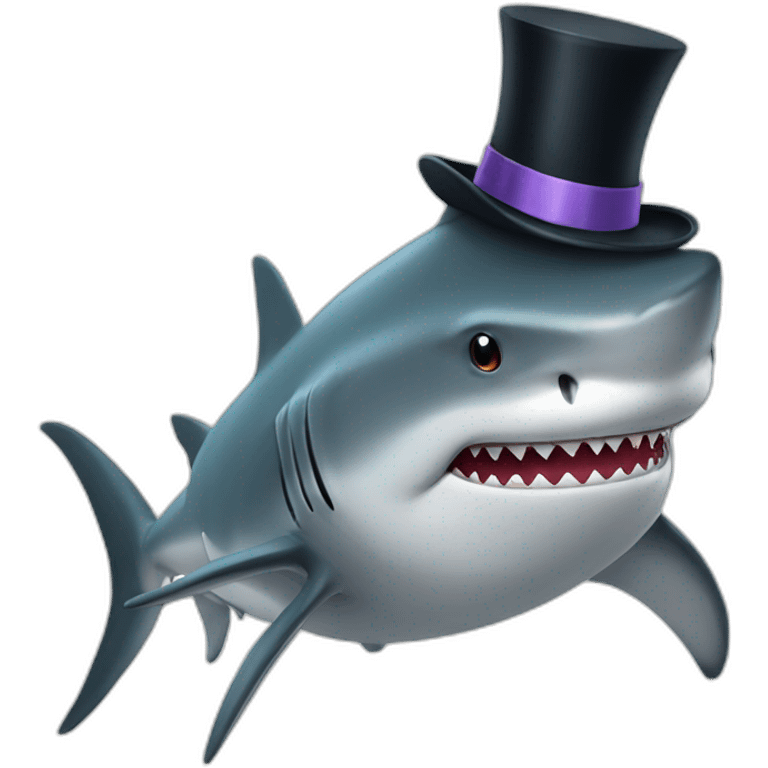 Shark with a top hat emoji