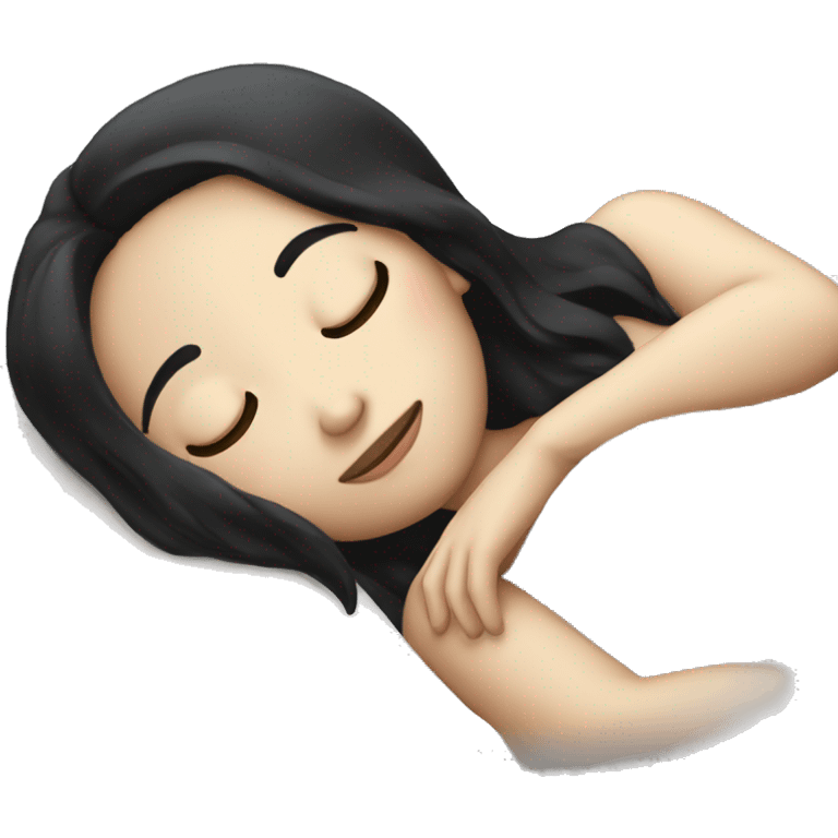 Pale girl with black hair sleeping emoji