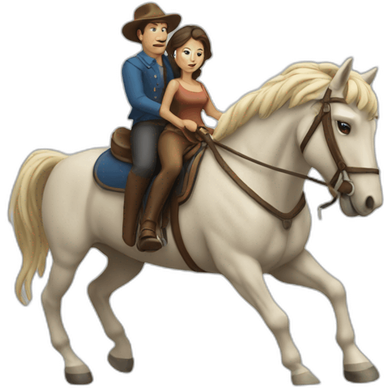 man riding a horse with a head of a woman emoji