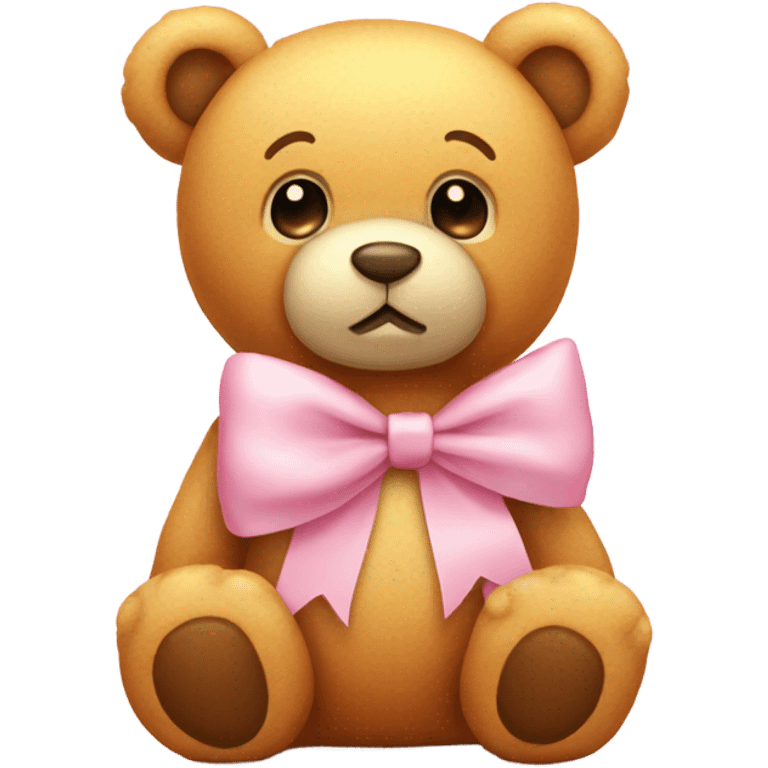 honey colored teddy bear with pastel pink bow emoji