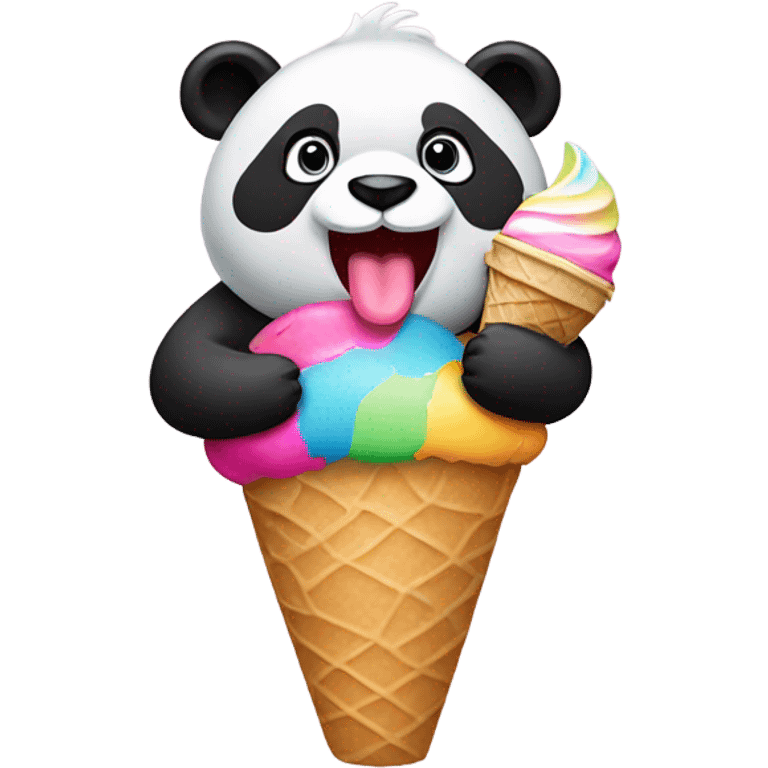 Panda eating ice cream emoji