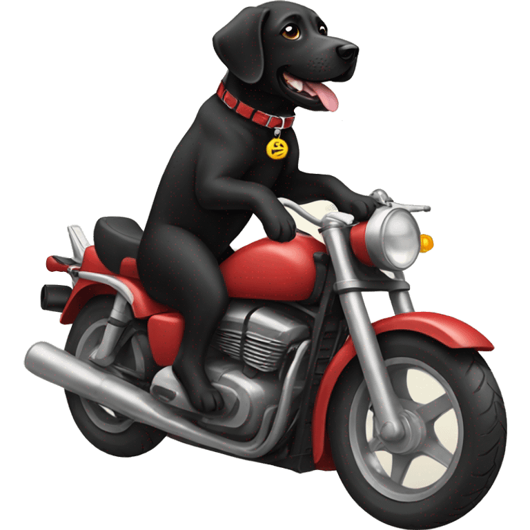 black lab riding motorbike emoji