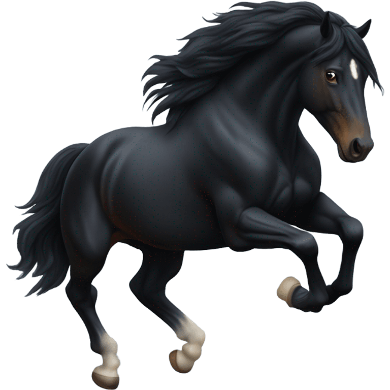 BLACK HORSE JUMPING , THE HORSE IS COMPLETELY BLACK  emoji