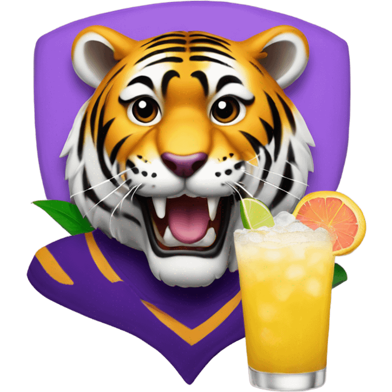 LSU Mike the Tiger with margarita  emoji