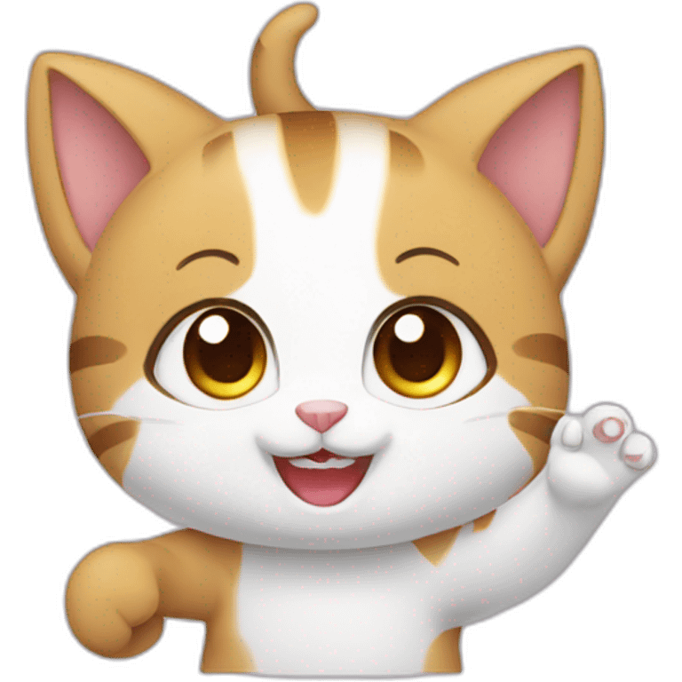 cute anime cat waving emoji