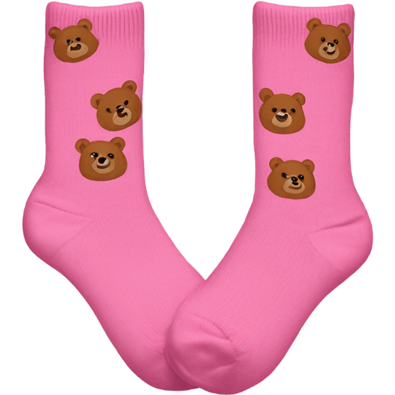 Women's pink socks with cute little bears on them emoji