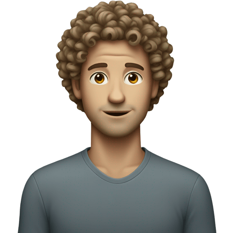 White dude with curly hair and a small face emoji