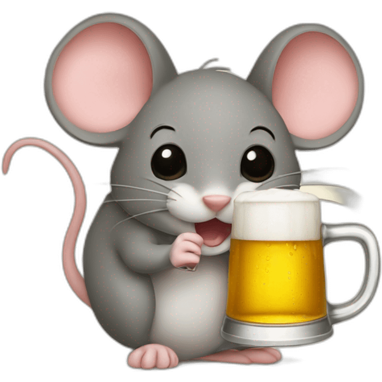 A mouse drinking a beer emoji