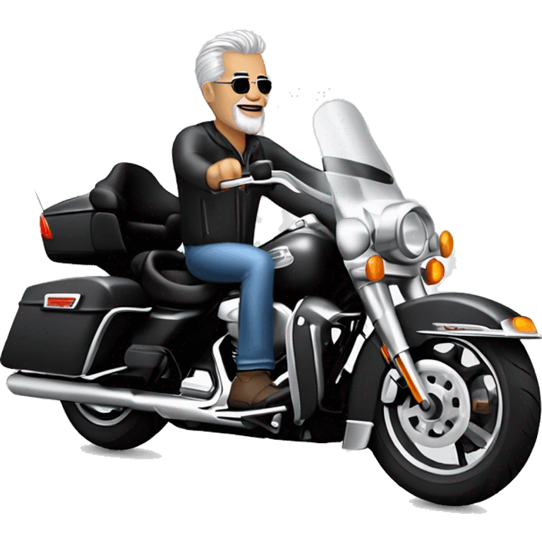 grey haired biker on a Harley Davidson roadking emoji