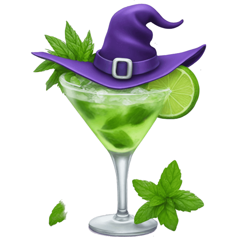 Mojito with purple witch hat emoji