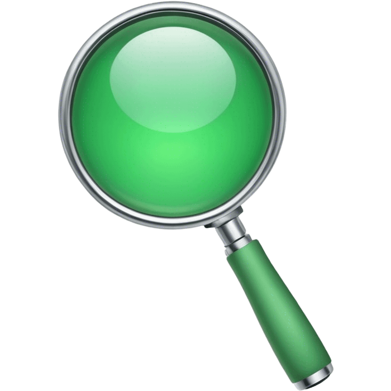 Cinematic realistic green magnifier emoji