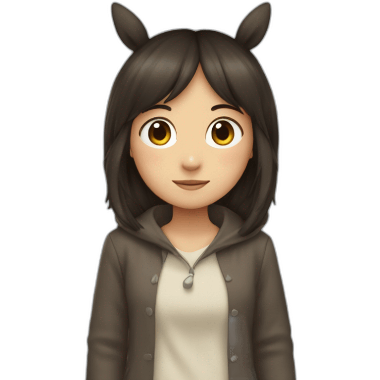 Fille Brune dans un costume de Totoro emoji