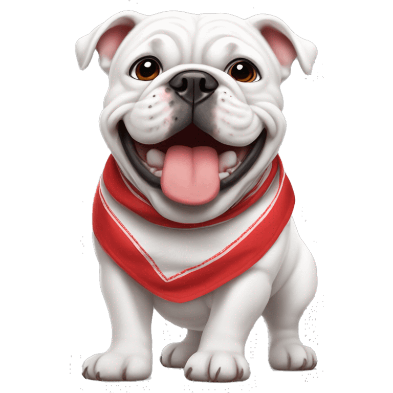 uga white bulldog wearing red bandana smiling emoji