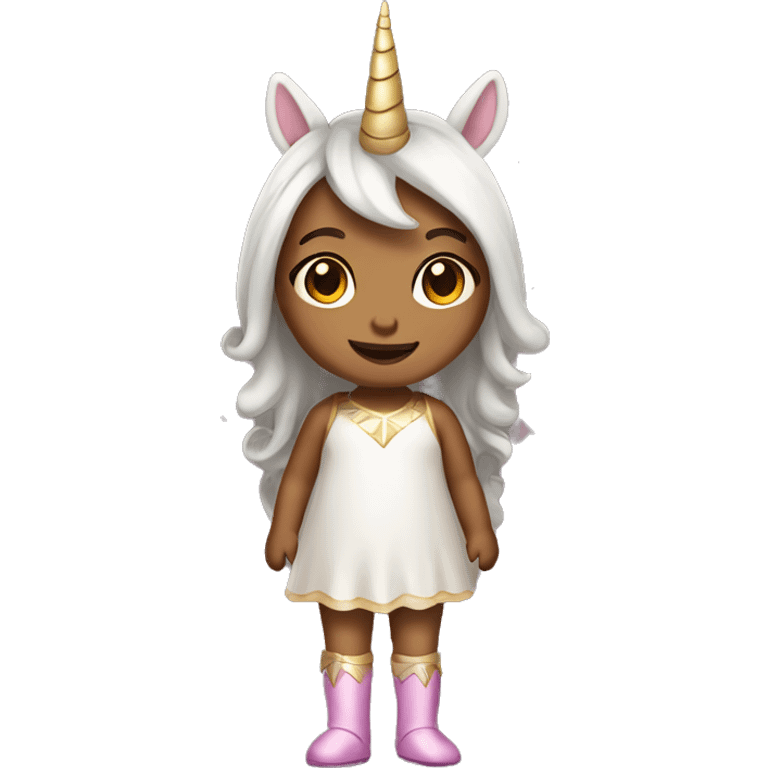 Little tan girl dressed as a unicorn  emoji