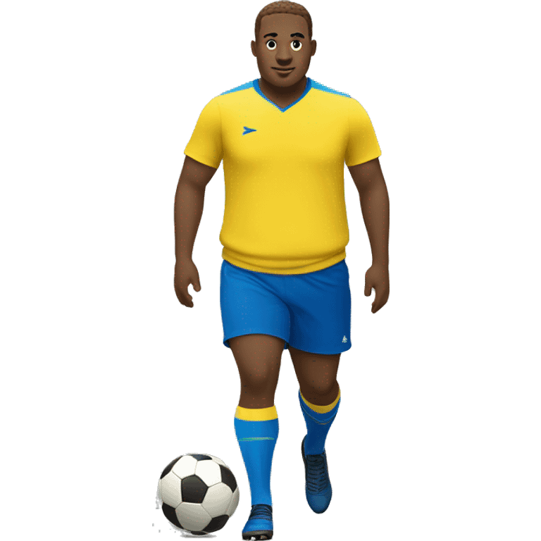 White Fat soccer player in yellow shirt and blue shorts and blue socks emoji