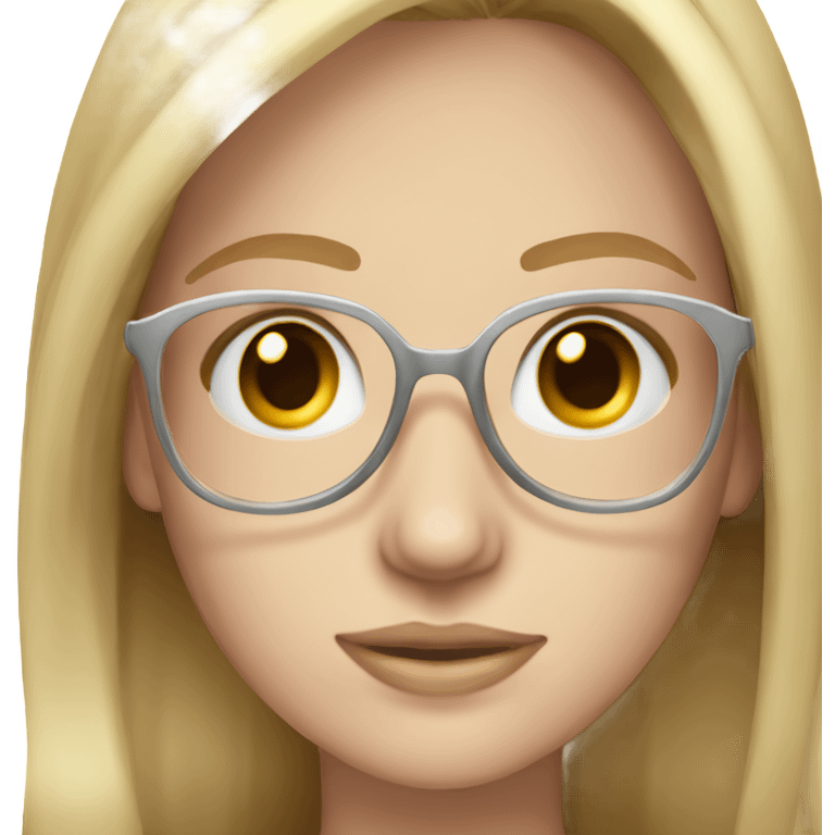 Woman hazel eyes long dark blonde hair pale skin silver glasses  emoji