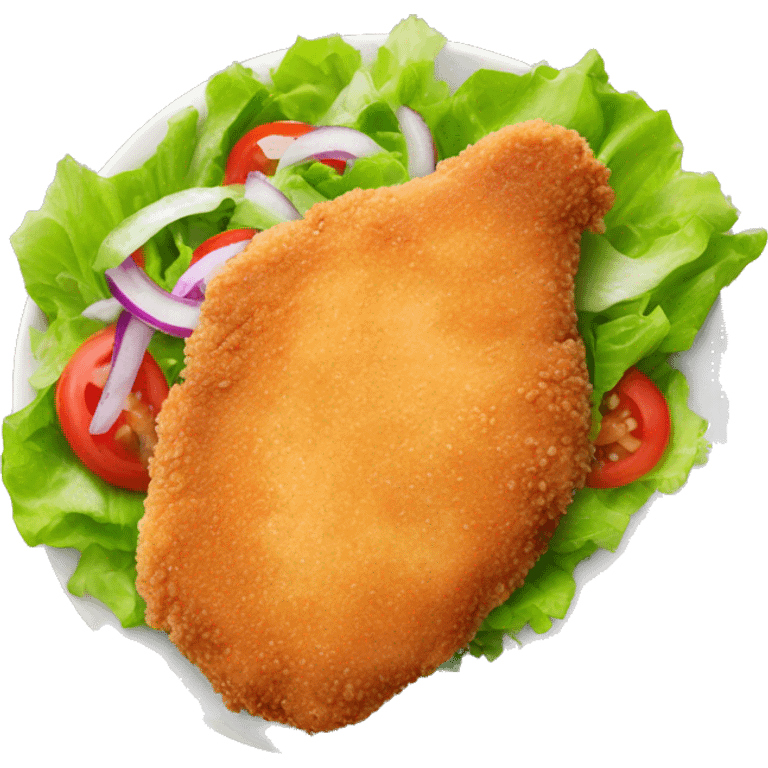 breaded chicken cutlet with salad emoji