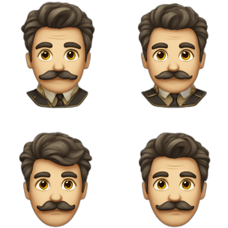 Allemand à moustache et cheveux plaques emoji