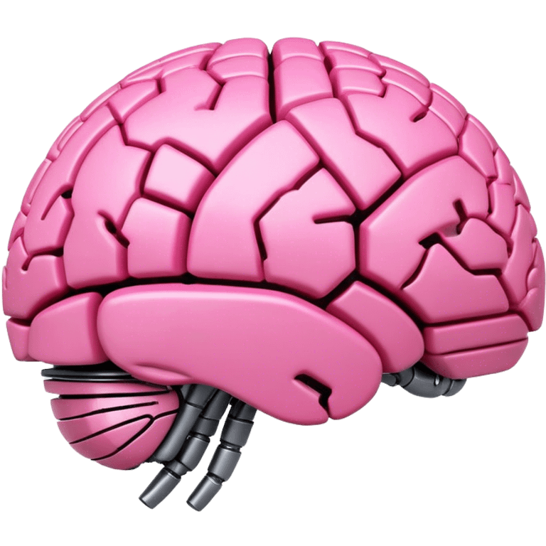 3d pink robotic brain in a form of earth emoji