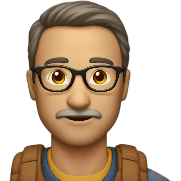 Hombre de 43 años, guapo, con gafas, atuendo de otoño emoji