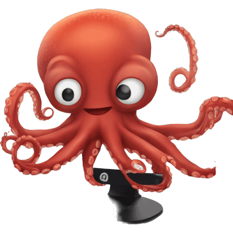 red cartoon octopus framed in a computer screen emoji